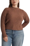 MADEWELL LEVI RIB MOCK NECK WOOL BLEND CROP PULLOVER SWEATER