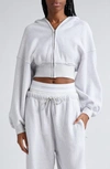 ALEXANDER WANG CROP FRONT ZIP COTTON HOODIE