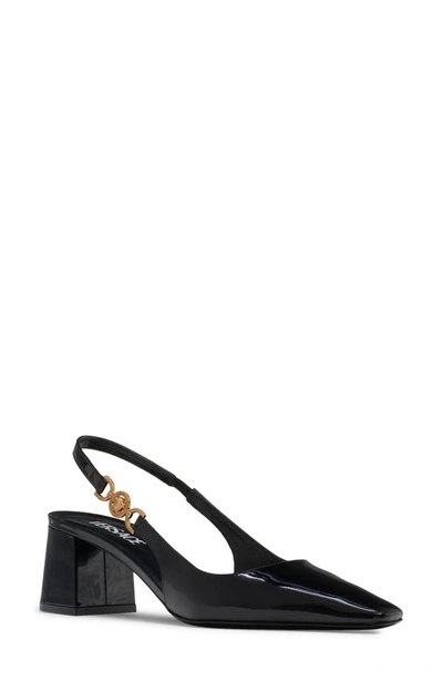 Versace Patent Leather Slingback In Black