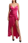 Bardot Sorella Womens Satin Midi Cocktail And Party Dress In Magenta