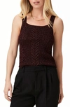 Paige Yuka Metallic Rib Sweater Tank In Burgundy Sparkle