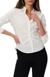 Paige Alera Gathered Button-front Shirt In White