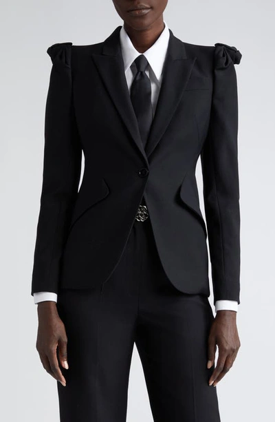 ALEXANDER MCQUEEN EXAGGERATED SHOULDER WOOL BLAZER