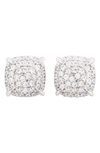 Suzy Levian Cz Pavé Cushion Stud Earrings In Silver
