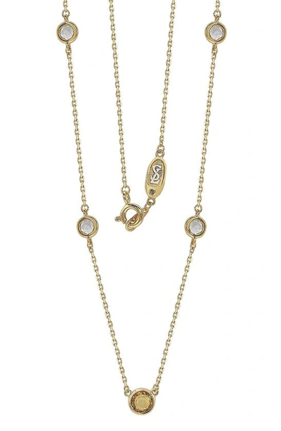 Suzy Levian Sterling Silver Yellow Sapphire 5-stone Station Necklace