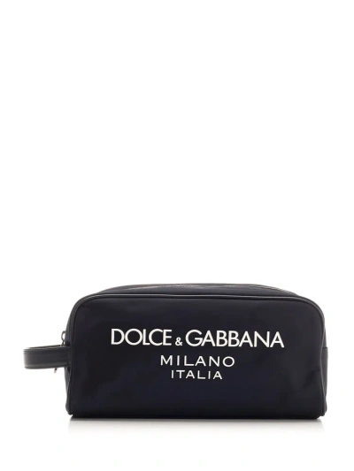 Dolce & Gabbana Dolce Gabbana Logo Printed Beauty Case In Blue