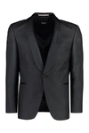Hugo Boss Boss Single-breasted Virgin Wool Jacket In Black