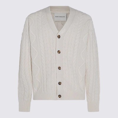 Drôle De Monsieur Cream Wool Knitted Cardigan In White