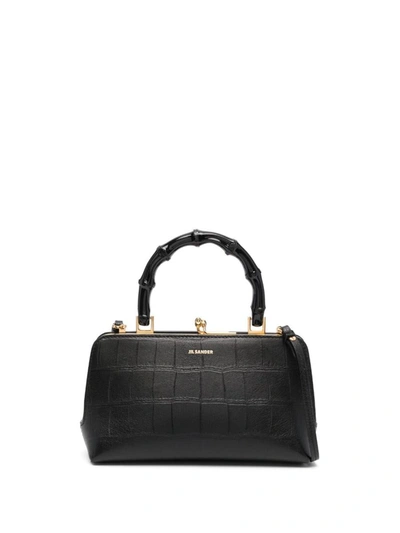 Jil Sander Mini Goji Bamboo Crossbody Bag In Black