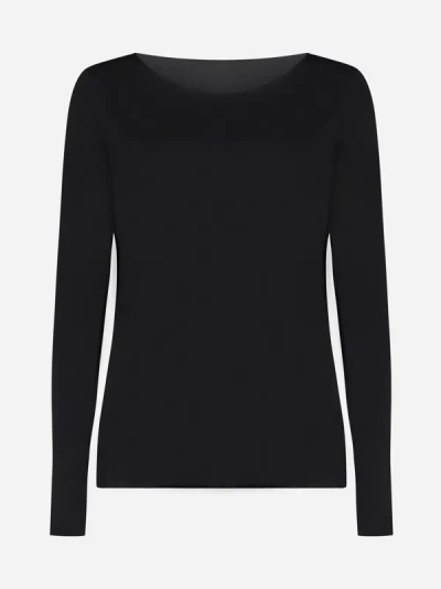 Wolford Aurora Modal Long Sleeved T-shirt In Black
