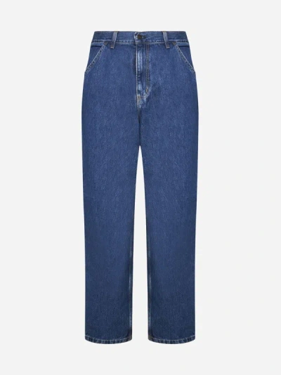 Carhartt Blue Single Knee Jeans In Blue Stone Washed