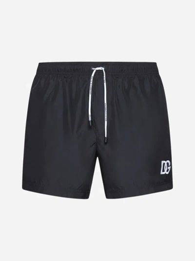 Dolce & Gabbana Dg Logo Swim Shorts In Black