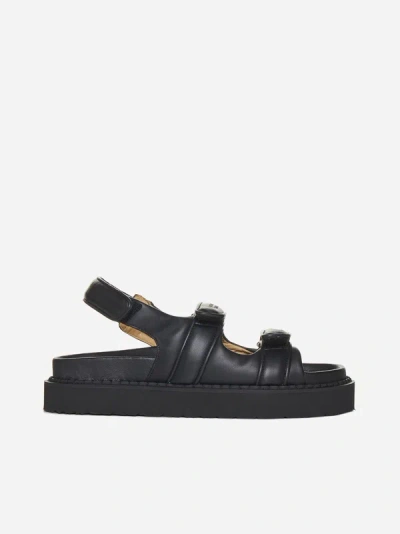 Isabel Marant Touch-strap Platform Leather Sandals In Black
