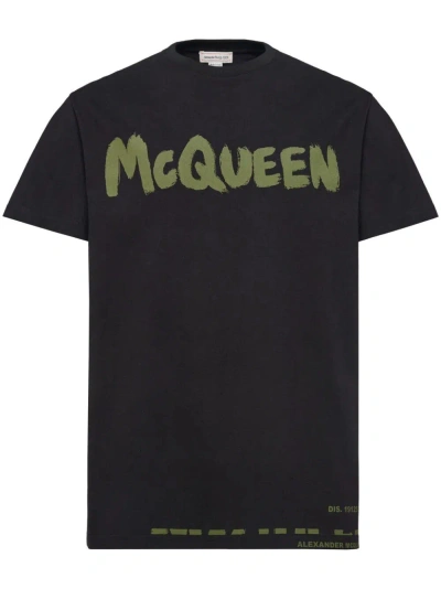 Alexander Mcqueen Graffiti Logo T-shirt In Black