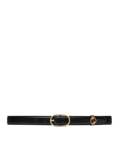 Gucci Belt With Round Gg Cross In Black