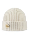 Gucci Double G Wool-blend Lamé Beanie In White