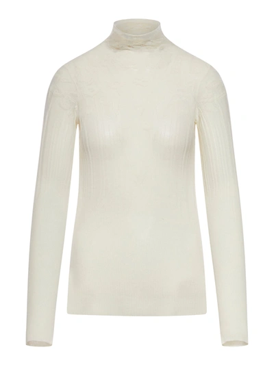 Bottega Veneta Embroidered Turtleneck Sweater In Nude & Neutrals