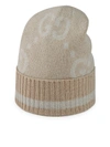 Gucci Gg Damier-jacquard Cashmere Beanie In Brown