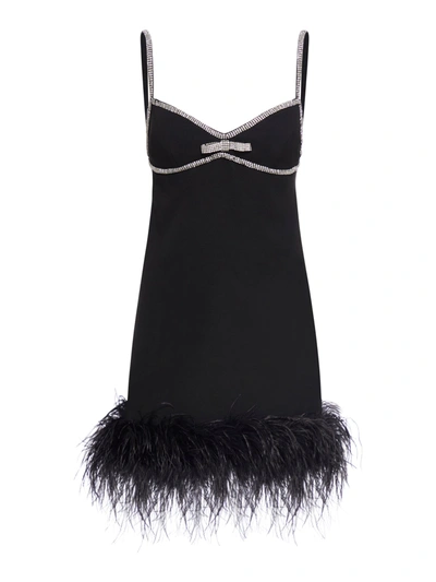 Self-portrait Short Dress With Feathers In Black