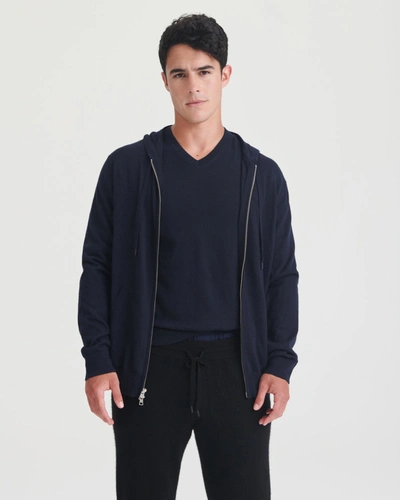 Naadam Fancy Cashmere Zip-up Hoodie In Navy