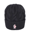 Moncler Cable Knit Wool Beanie In Black