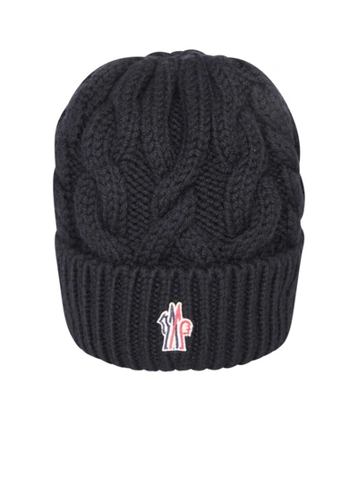 Moncler Cable Knit Wool Beanie In Black