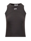 Off-white Stamped Ribbed Round Tank Top In Black