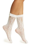 High Heel Jungle Coco Bow Lace Crew Socks In White
