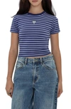 Guess Originals Go Core Stripe Baby Tee In Purple