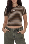 Guess Originals Go Core Stripe Baby Tee In Brown