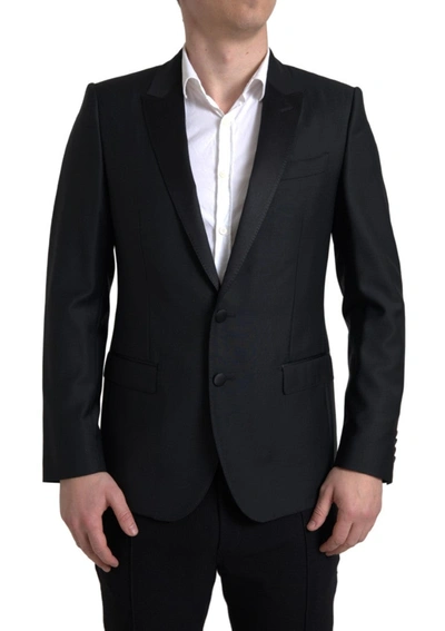 DOLCE & GABBANA BLACK WOOL SINGLE BREASTED MARTINI BLAZER