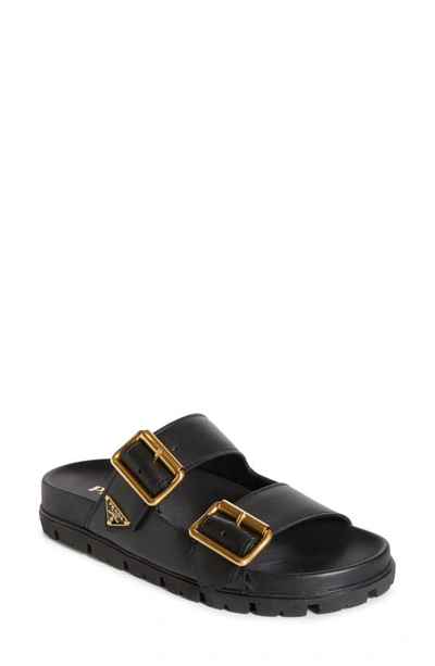 Prada Quilted Slingback Sandal In Black