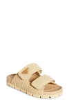 PRADA RAFFIA DOUBLE BAND SLIDE SANDAL