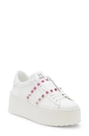 Valentino Rockstud Untitled Platform Sneaker In Bianco/ Ivory/ Pink Pp