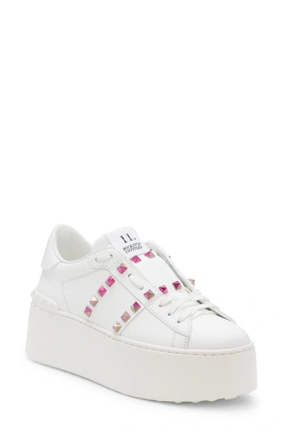 Valentino Garavani Rockstud Untitled Platform Sneaker In White