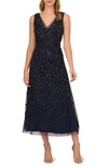 ADRIANNA PAPELL BEADED SEQUIN COCKTAIL DRESS