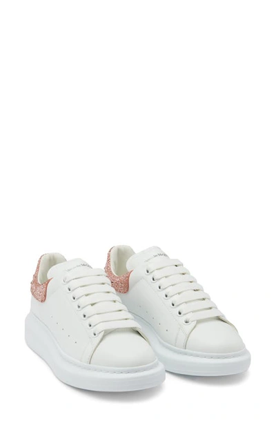 Alexander Mcqueen Crystal-embellished Leather Exaggerated-sole Sneakers In Clay