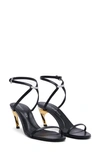Alexander Mcqueen Armadillo Leather Metallic-heel Sandals In Black