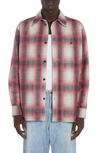 BOTTEGA VENETA CHECK PRINT LEATHER BUTTON-UP SHIRT