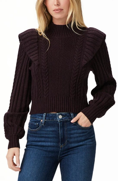 Paige Kate Cable-knit Ruffle Jumper In Black Cherry