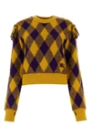 Burberry Ekd Check Knit Tassel-shoulder Crop Sweater In Multicolor