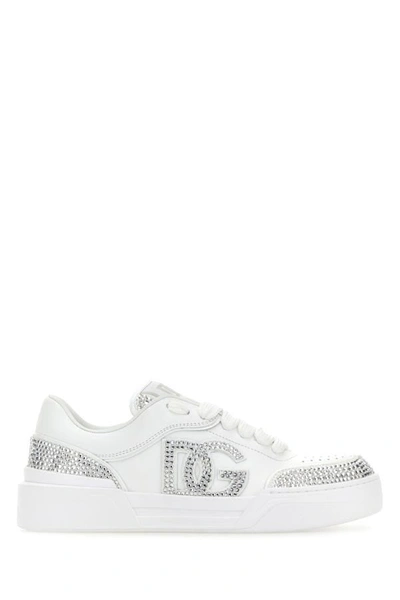 Dolce & Gabbana Woman White Leather New Roma Sneakers