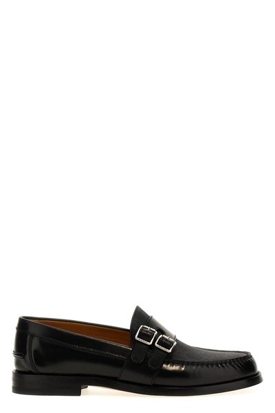 Gucci Black Buckle Gg Loafers