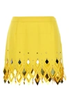 Rabanne Embellished Cut-out Crepe Miniskirt In Yellow