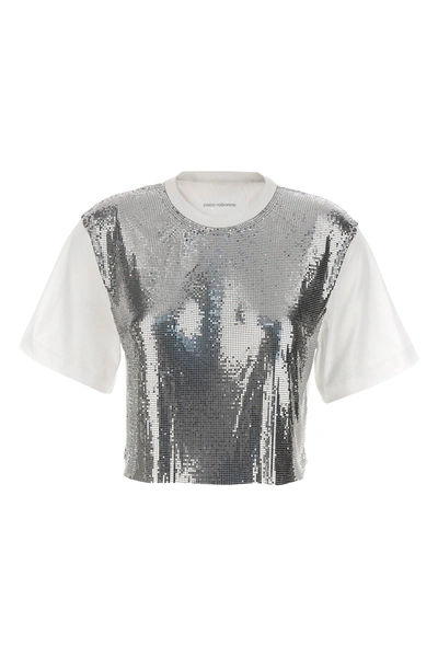 Rabanne Metallic Mesh T-shirt In Silver