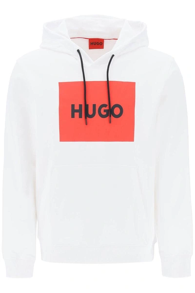 Hugo Boss Logo Box Hoodie In White