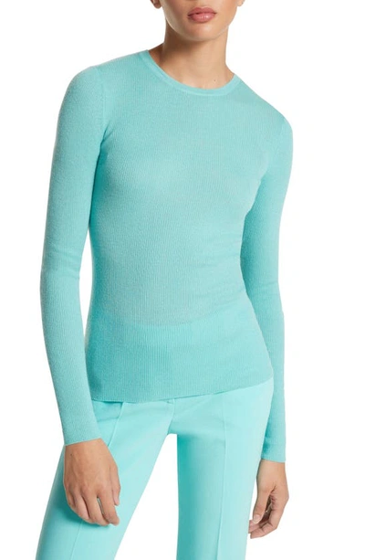 Michael Kors Hutton Ribbed Cashmere Pullover In Green