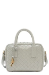 Bottega Veneta Mini Bauletto Intrecciato Lambskin Leather Handbag In Agate Grey/ Muse
