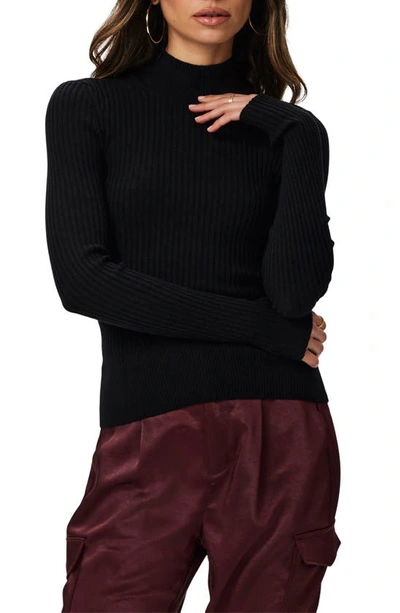 Paige Raisa Ribbed Mock Neck Sweater In Black