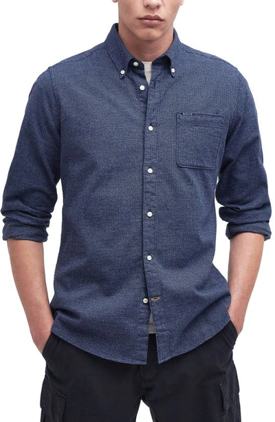 Barbour Bannock Brushed Cotton Tailored Fit Button Down Shirt In Navy
